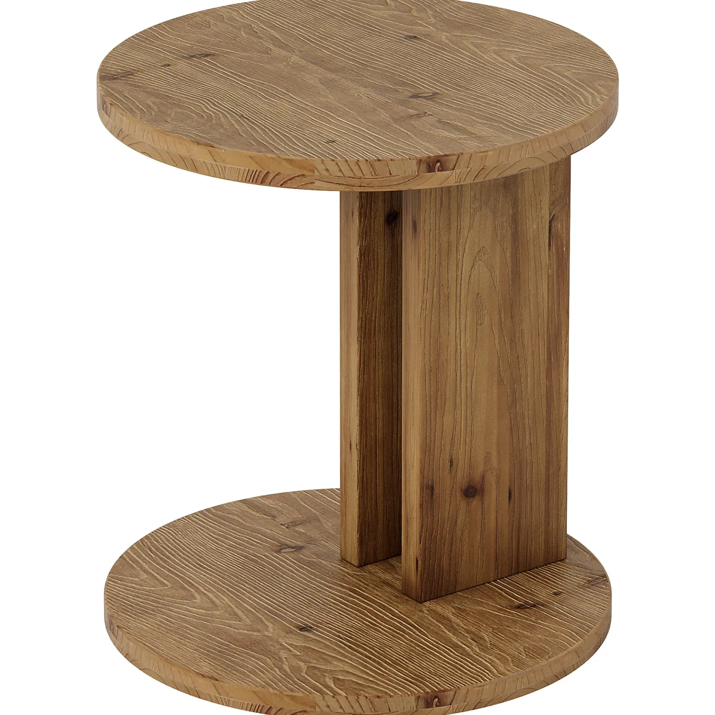 Solid Wood Nightstand, 19.68"C-Shaped Bedside Table with Storage