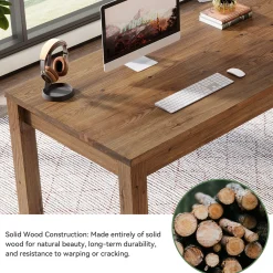 Solid Wood 2-Person Desk, 78.7" Double Computer Table Workstation