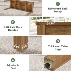 Solid Wood 2-Person Desk, 78.7