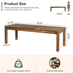 Solid Wood 2-Person Desk, 78.7