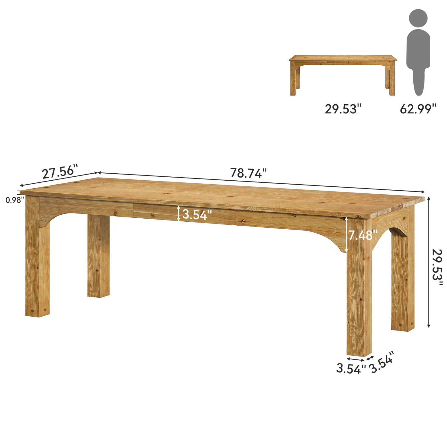 Solid Wood 2-Person Desk, 79" Long Computer Desk Double Writing Table