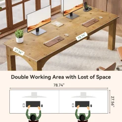 Solid Wood 2-Person Desk, 79