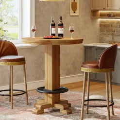 Solid Wood Round Bar Table, 37.4