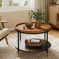 Solid Wood Round Coffee Table, 31.5
