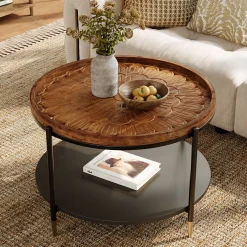 Solid Wood Round Coffee Table, 31.5