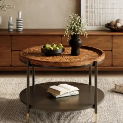 Solid Wood Round Coffee Table, 31.5