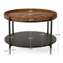 Solid Wood Round Coffee Table, 31.5