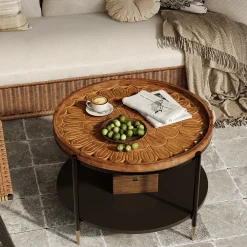 Solid Wood Round Coffee Table, 31.5