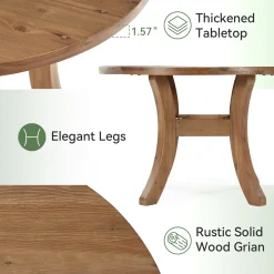 Solid Wood Round Dining Table, 47