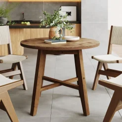 Solid Wood Round Dining Table, 31.5" Farmhouse Kitchen Table for 2-4