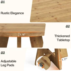 Solid Wood Round Dining Table for 4-6, 47