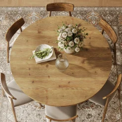 Solid Wood Round Dining Table for 4-6, 47