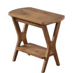Solid Wood Side Table, 2-Tier End Table Nightstand with Storage for Living Room