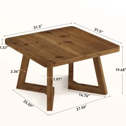 Solid Wood Square Coffee Table, 31.5