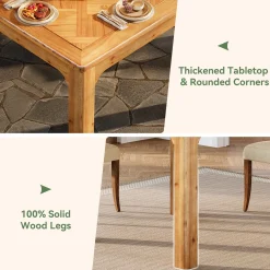 Solid Wood Square Dining Table, 31.5" Kitchen Table with 3D Textured Tabletop