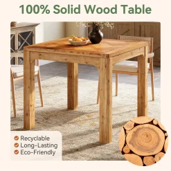 Solid Wood Square Dining Table, 31.5