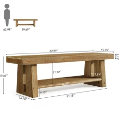 Solid Wood TV Stand for Up to 75 Inch TV, 2-Tier Farmhouse Media Console with Open Shelves