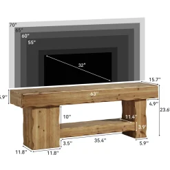 Solid Wood TV Stand for up to 75