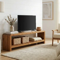 Solid Wood Tv Stand, Rustic Entertainment Center Media Console for Tv Up to 65