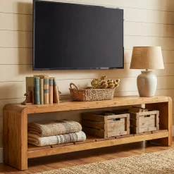 Solid Wood Tv Stand, Rustic Entertainment Center Media Console for Tv Up to 65