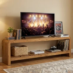Solid Wood Tv Stand, Rustic Entertainment Center Media Console for Tv Up to 65