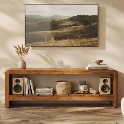 Solid Wood Tv Stand, Rustic Entertainment Center Media Console for Tv Up to 65