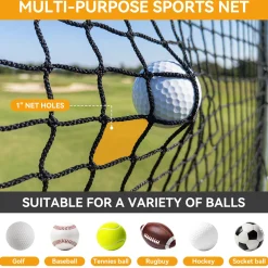 Sports Netting, Nylon Golf Net 10x10, High Impact Golf Practice Net for Backyard, 4 Hooks & 12 Bungee Cords