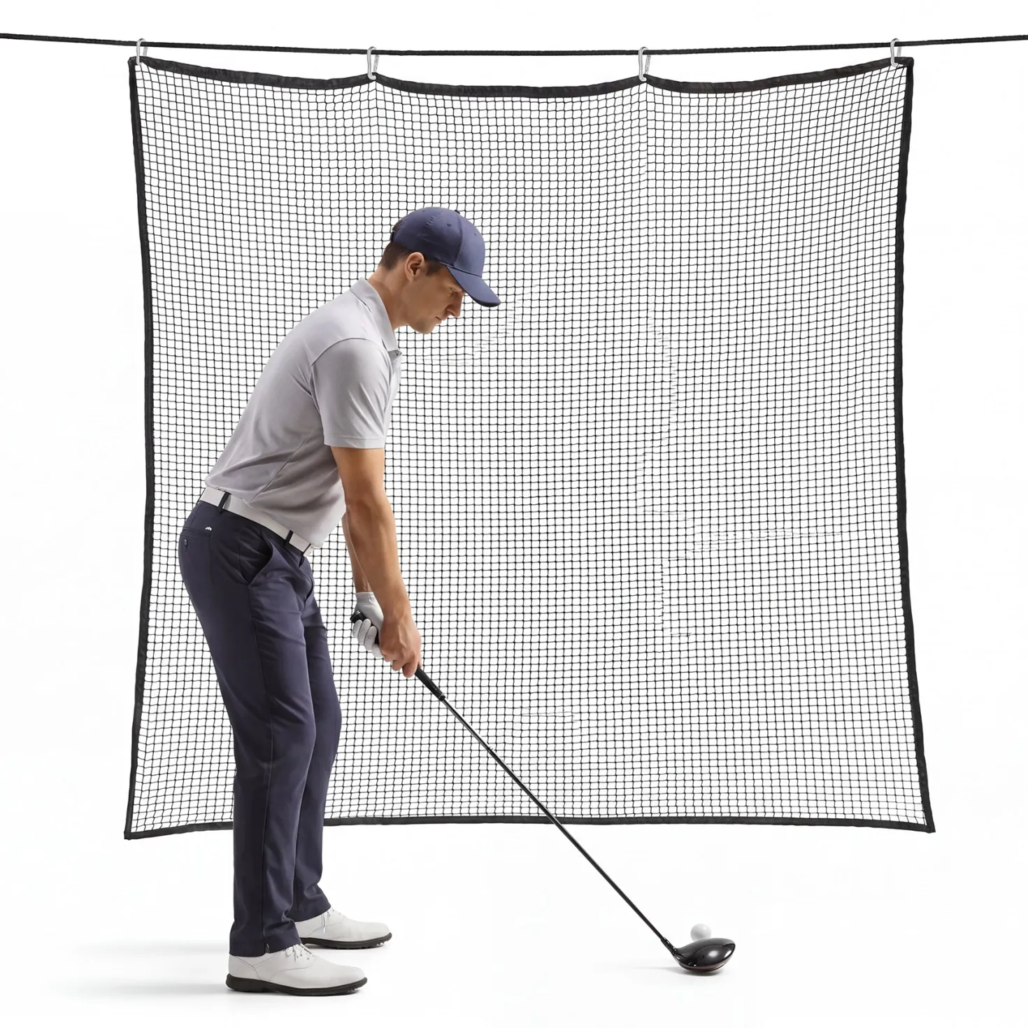 Sports Netting, Nylon Golf Net 10x10, High Impact Golf Practice Net for Backyard, 4 Hooks & 12 Bungee Cords