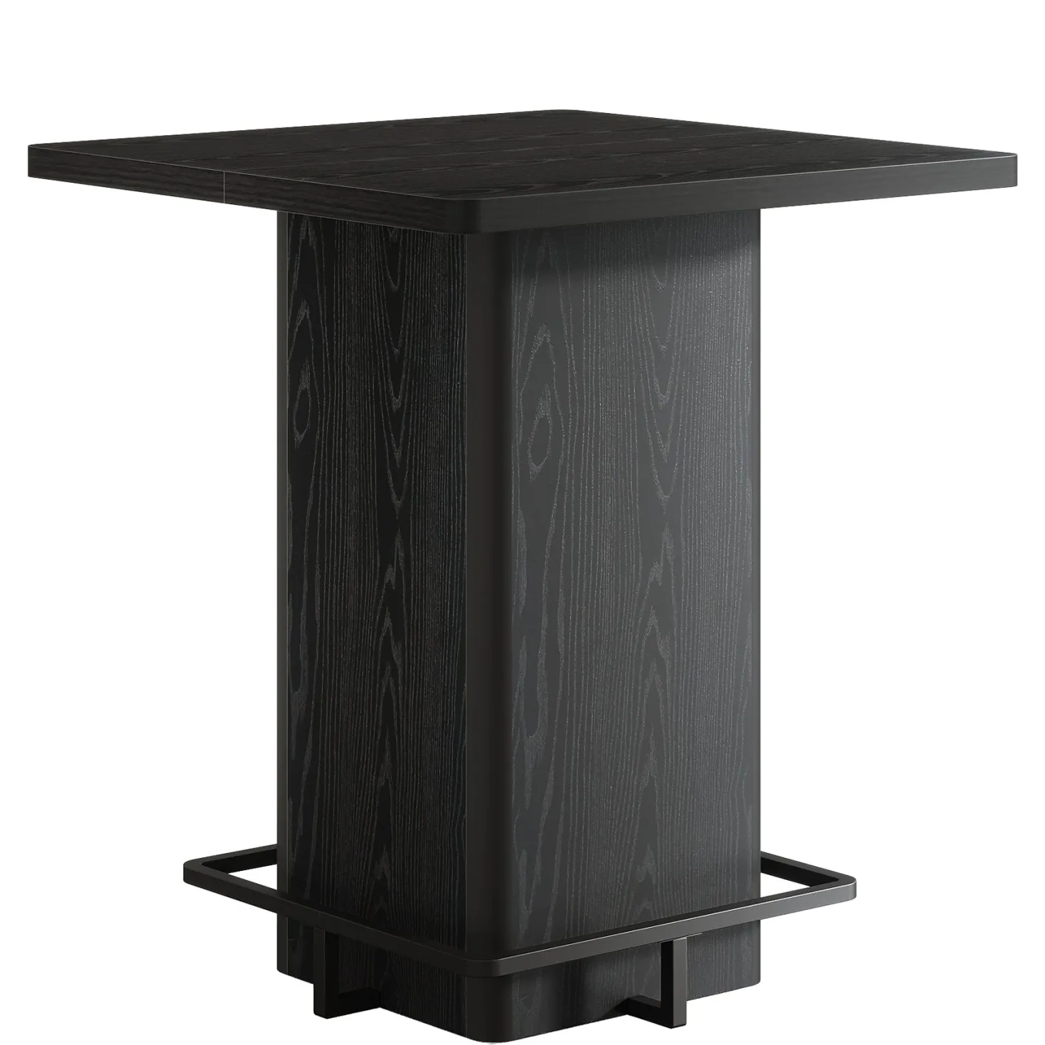 Square Bar Table, 39.37" Bistro Pub Table with Metal Frame Footrest