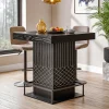 Square Bar Table, 37.4" High Wooden Pub Table with Metal Footrest