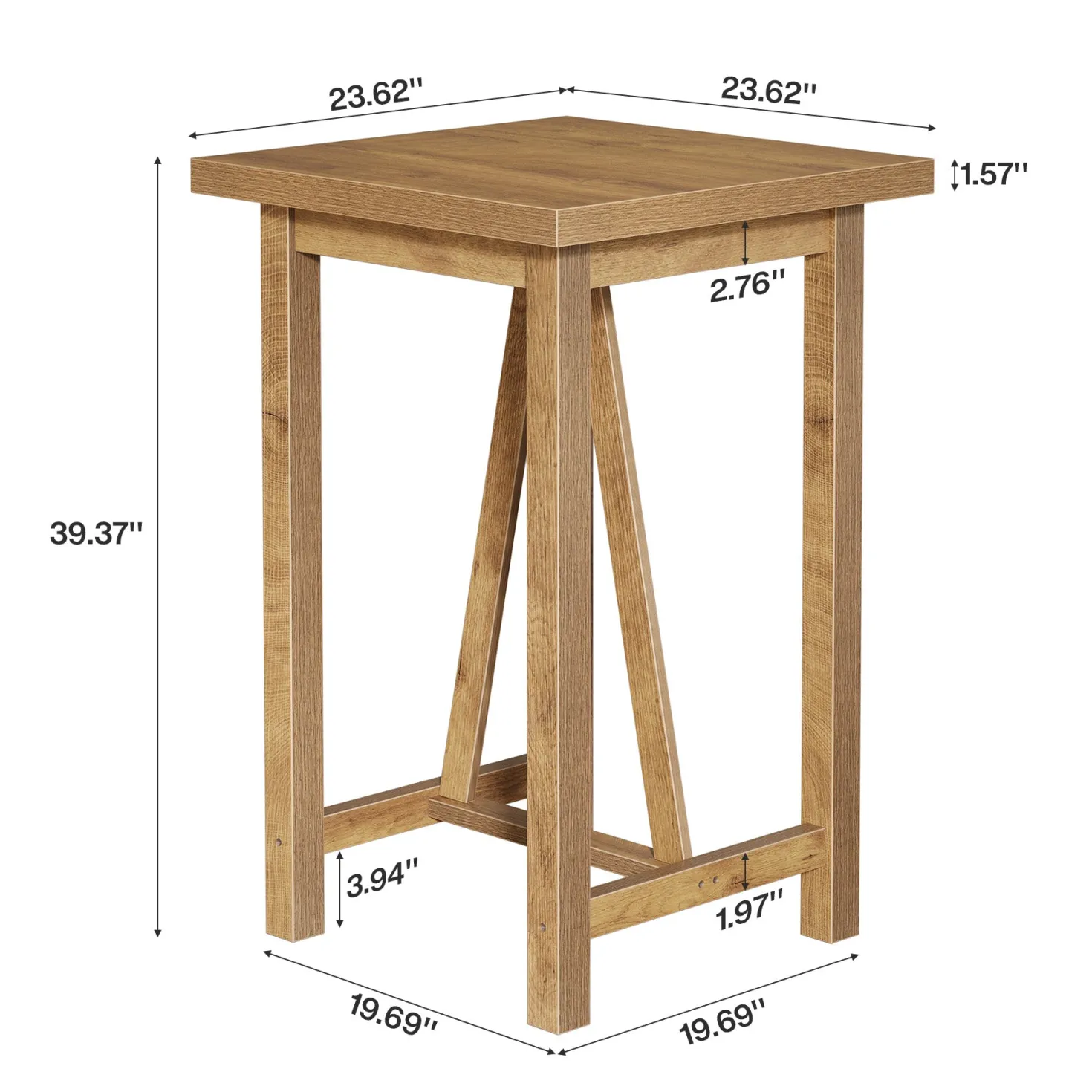 Square Bar Table, 39.4" Tall Counter Height Pub Table Cocktail Table