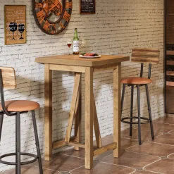 Square Bar Table, 39.4" Tall Counter Height Pub Table Cocktail Table