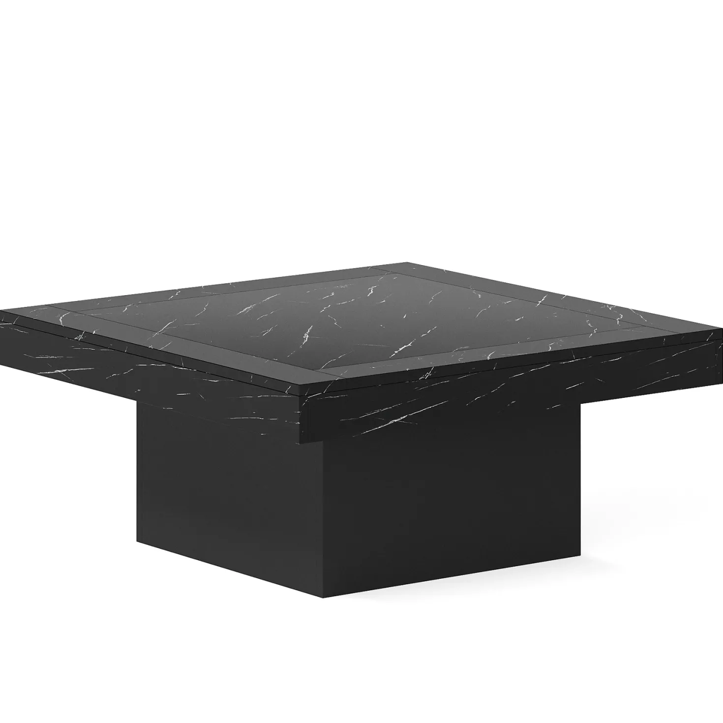 Square Coffee Table, Farmhouse Wood Cocktail Table with LED Light