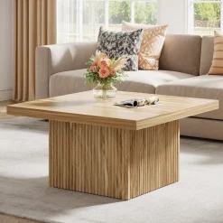 Square Coffee Table, 31.5-Inch Wood Center Table Cocktail Table