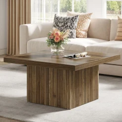 Square Coffee Table, 31.5-Inch Wood Center Table Cocktail Table