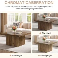 Square Coffee Table, 31.5-Inch Wood Center Table Cocktail Table