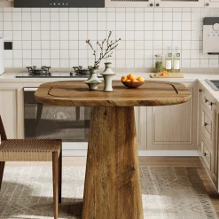 Square Dining Table for 2-4, 31.5" Kitchen Table with Heavy-Duty Pedestal Base