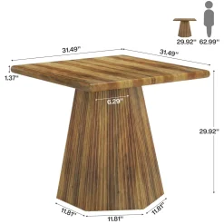 Square Dining Table for 4, 31.5" Kitchen Table with Sturdy Pedestal Base