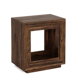 Square End Table, 2-Tier Wooden Sofa Side Table with Storage Shelf