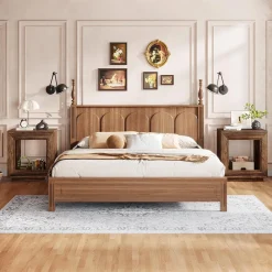 Square End Table, 2-Tier Wooden Sofa Side Table with Storage Shelf
