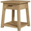 Square Nightstand with Drawer, Accent Bedside Table with Open Shelf for Bedroom