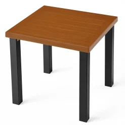 Square Outdoor Side Table, Weather Resistant Patio End Table with Metal Legs