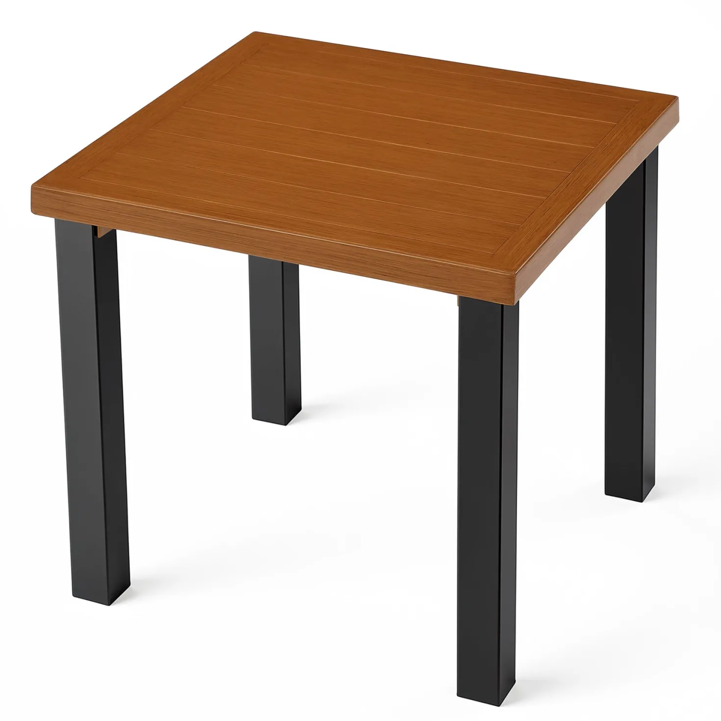 Square Outdoor Side Table, Weather Resistant Patio End Table with Metal Legs