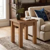 Square Solid Wood Side Table, Farmhouse End Tale with Stable Legs for Small Spaces