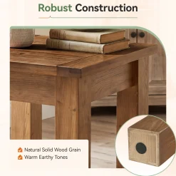 Square Solid Wood Side Table, Farmhouse End Tale with Stable Legs for Small Spaces