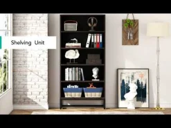 Tall Bookcase Black Bookshelf, 70.8” Large Bookcases Organizer with LED Lights