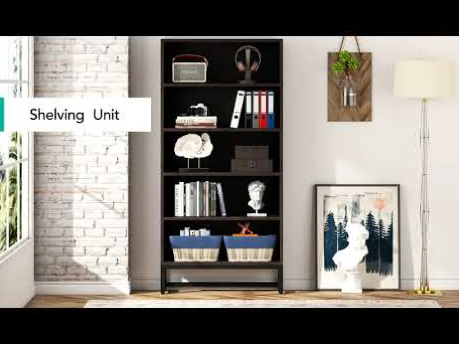 Tall Bookcase Black Bookshelf, 70.8” Large Bookcases Organizer with LED Lights