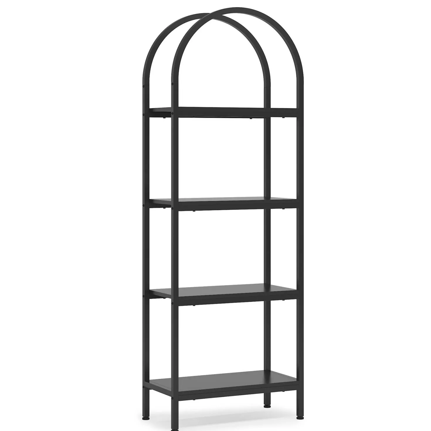4-Tier / 5-Tier Bookshelf, Arched Bookcase Display Rack with Storage Shelves