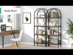 4-Tier / 5-Tier Bookshelf, Arched Bookcase Display Rack with Storage Shelves