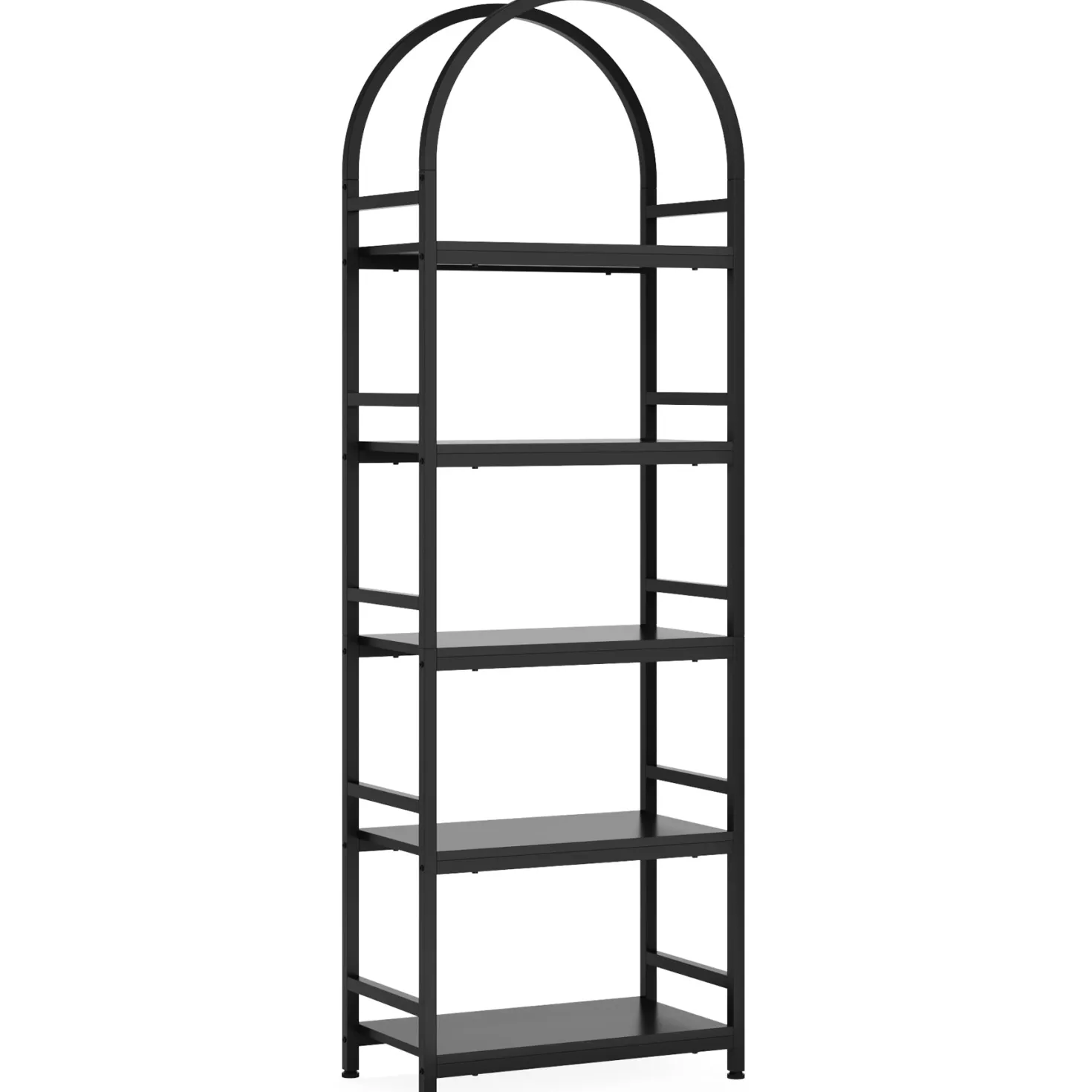 4-Tier / 5-Tier Bookshelf, Arched Bookcase Display Rack with Storage Shelves